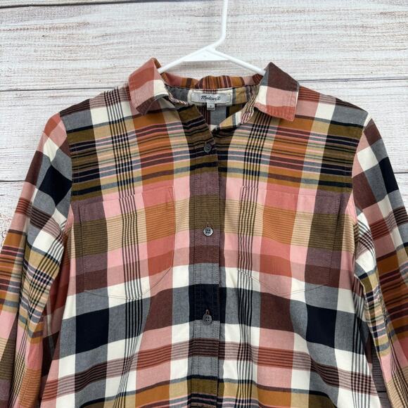 Madewell Classic Ex-Boyfriend Button Down Shirt Womens Small Pink Brown Gray - Picture 3 of 10